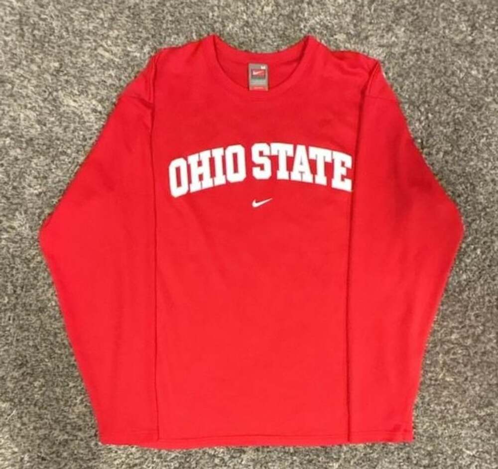 Vintage Nike Team Ohio State Buckeyes Center Swoosh Long Sleeve T-Shirt Red